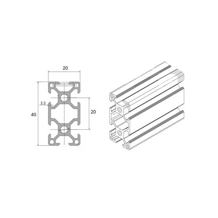 Profilato di alluminio 20x40 mm