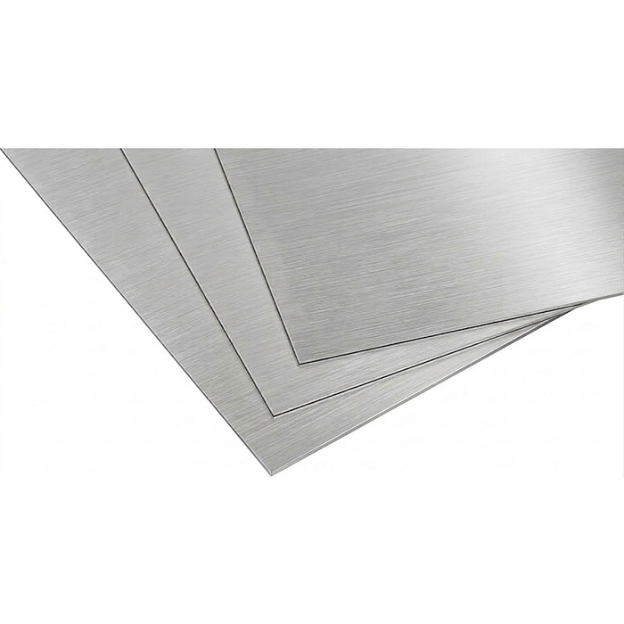 Lastre 1,5x3mt alluminio color argento spazzolato (spess. 0,30-0.50mm) tagliata in fogli 50x100