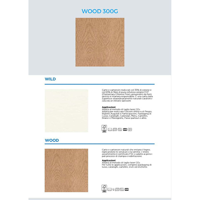 Cartoncino per incisione e taglio laser Wood - 300g
